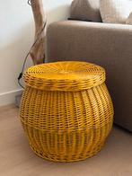 Gele Rotan Mand met Deksel, Ophalen, Gebruikt, Mand, Rond