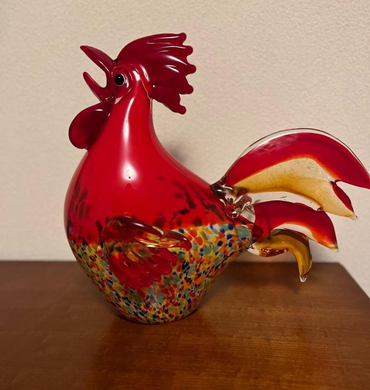 Prachtige haan van glas 6,4 kg., Antiek en Kunst, Kunst | Beelden en Houtsnijwerken, Ophalen