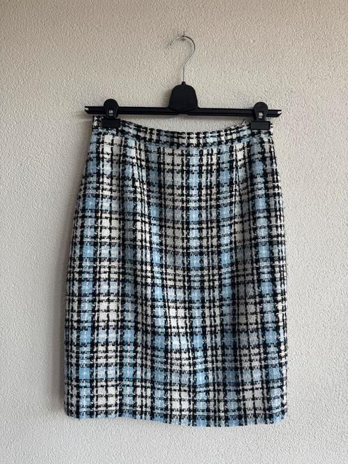 Vintage lichtblauwe tweed wollen midi rok, Kleding | Dames, Rokken, Zo goed als nieuw, Maat 42/44 (L), Blauw, Knielengte, Ophalen of Verzenden