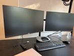 Hoog laag bureau met 2 beeldschermen, Computers en Software, Ophalen of Verzenden, Zo goed als nieuw, In hoogte verstelbaar