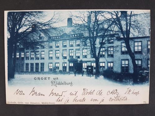 Ansichtkaart Groet uit Middelburg Hotel de ABDY 1899 !!!, Verzamelen, Ansichtkaarten | Nederland, Gelopen, Zeeland, Voor 1920