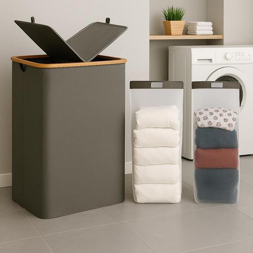 Opvouwbare Wasmand 140L- Met 2 Waszakken - Modern Design, Huis en Inrichting, Woonaccessoires | Overige, Nieuw, Ophalen of Verzenden