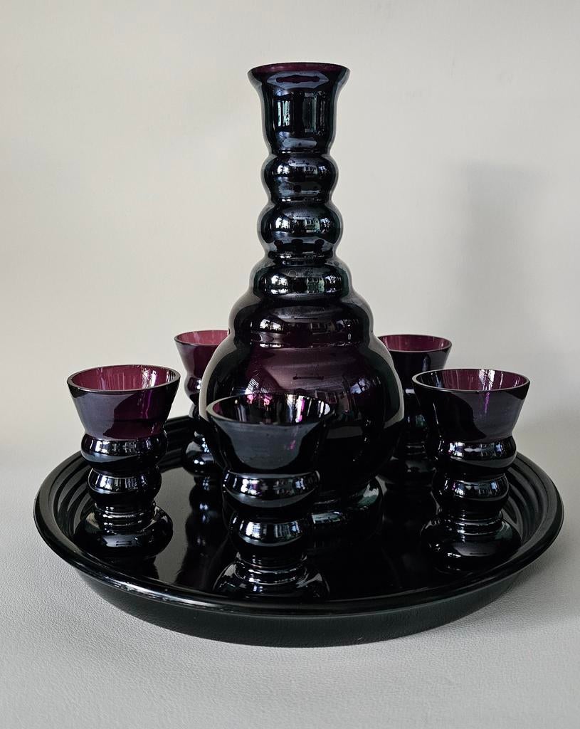 Paarse Glazen Karafset, Antiek en Kunst, Antiek | Glas en Kristal, Ophalen of Verzenden