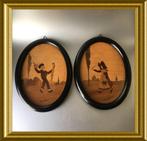 Twee antieke houten lijstjes, inlegwerk hout, Antiek en Kunst, Ophalen of Verzenden