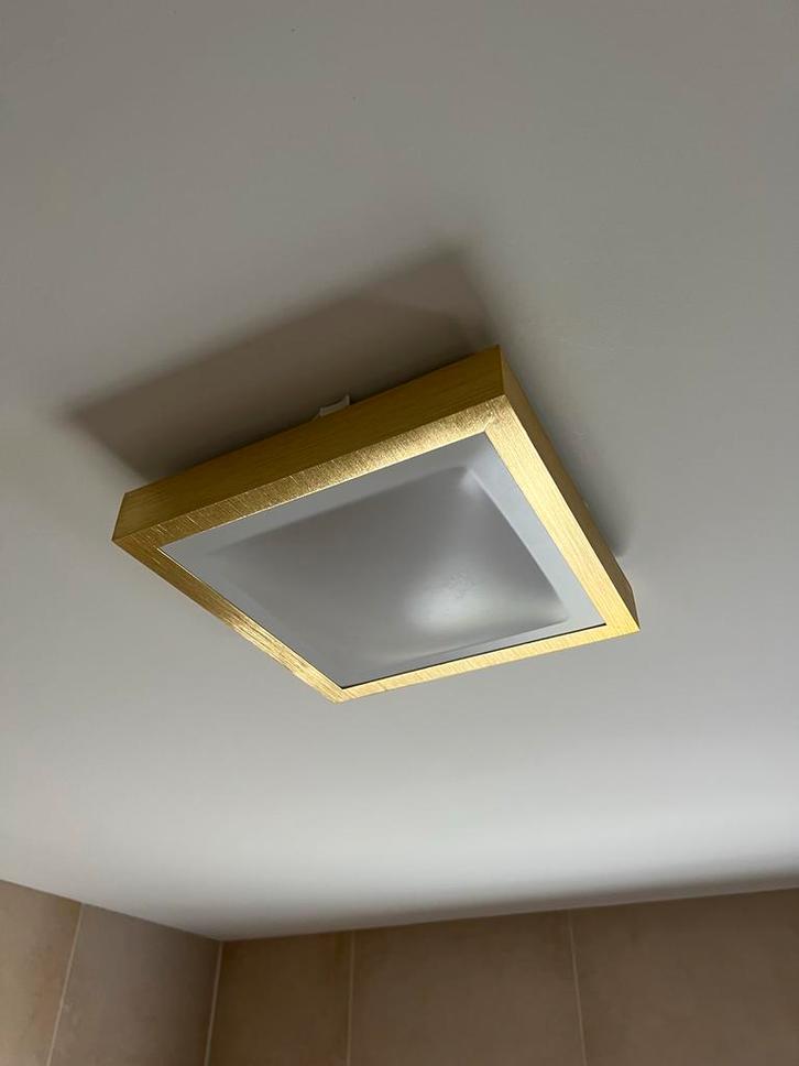 Gouden Rietveld Plafondlamp Vierkant, Huis en Inrichting, Lampen | Plafondlampen, Gebruikt, Metaal, Ophalen of Verzenden