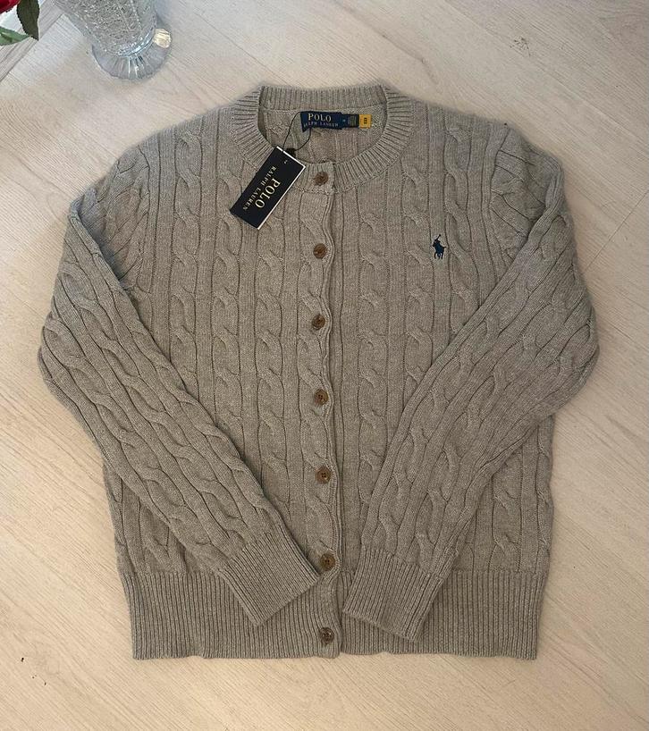 Polo Ralph Lauren Kabelgebreid Vest met Knopen, Kleding | Dames, Truien en Vesten, Nieuw, Maat 38/40 (M), Grijs, Ophalen of Verzenden