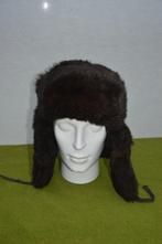 Vintage zwarte bontmuts / Russische muts, Ophalen of Verzenden, Gedragen, Maat 48/50 (M), Muts
