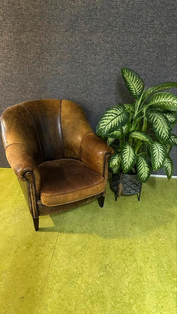 Leren robuuste stoel, Huis en Inrichting, Fauteuils, Gebruikt, Leer, 75 tot 100 cm, 125 tot 150 cm, Ophalen