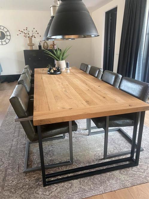 Leren eetkamerstoelen, Huis en Inrichting, Stoelen, Zo goed als nieuw, Vijf, Zes of meer stoelen, Leer, Grijs, Ophalen of Verzenden