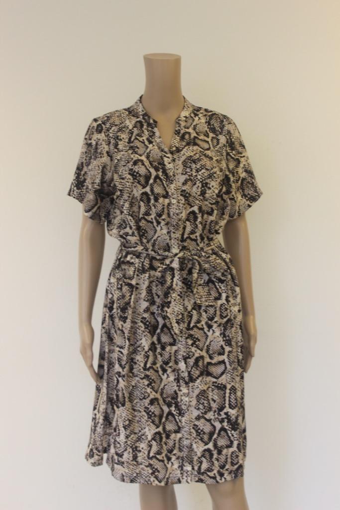 Object dierenprint jurk maat 38, Kleding | Dames, Jurken, Zo goed als nieuw, Maat 38/40 (M), Bruin, Knielengte, Ophalen of Verzenden