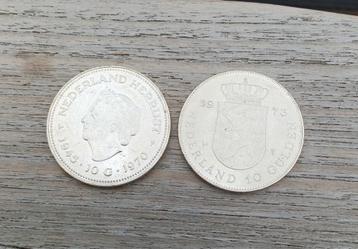 Zilveren 10 gulden setje 1970 1973 Wilhelmina Juliana beschikbaar voor biedingen