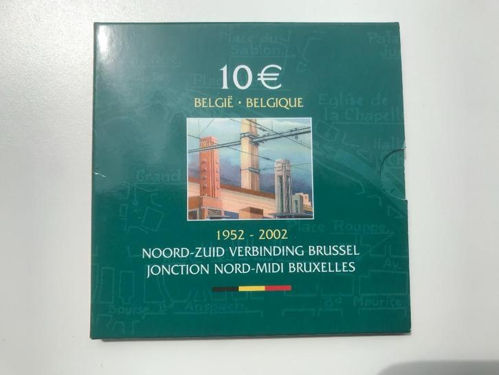 België 2002 10 Euro Zilver Noord-Zuid verbinding Brussel, Postzegels en Munten, Munten | Europa | Euromunten, Setje, 10 euro, België