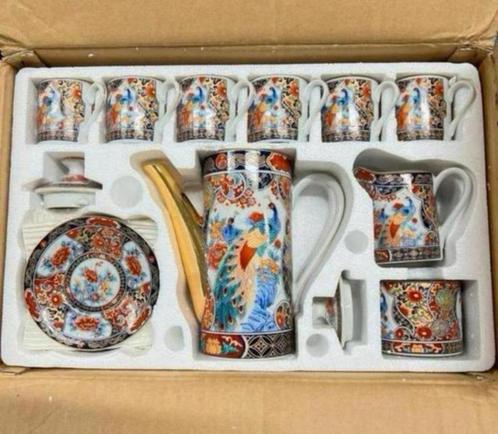 17 pcs Japans Servies Antiek IMARI theepot kop schotel pauw, Antiek en Kunst, Antiek | Servies los, Ophalen of Verzenden