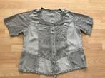 Lichtgrijze India blouse met borduursel mt L izgs, India, Maat 42/44 (L), Ophalen of Verzenden, Grijs