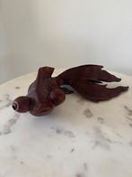 Vintage houten vis beeld met grote ogen, Ophalen of Verzenden