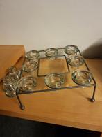Metalen waxine-licht houder met 4 reserve glaasjes, Gebruikt, Zwart, Ophalen of Verzenden, Metaal