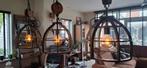 Industriële Zwarte Metalen Hanglampen, Huis en Inrichting, Lampen | Kroonluchters, Ophalen of Verzenden, Gebruikt, Metaal, Industrieel