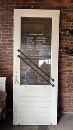 Hard houten buitendeur met 3 punts slot /dubbelglas, Ophalen, Gebruikt, Buitendeur, 200 tot 215 cm