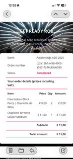 Gratis ticket ADE gig charlotte de Witte, Twee personen, November