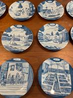 12 Delftsblauwe borden, serie, Antiek en Kunst, Antiek | Wandborden en Tegels, Ophalen
