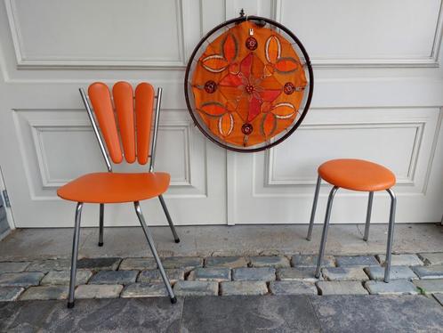 Mid Century Retro  Oranje Stoel kruk Oranje Brabantia Kruk, Antiek en Kunst, Curiosa en Brocante, Ophalen