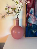 Dubbelwandig  oud roze glazen vaas, Huis en Inrichting, Woonaccessoires | Vazen, Overige kleuren, Verzenden, Minder dan 50 cm