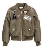 H&M kaki licht gewatteerd pilotenjack bomberjas jas maat 170, HM, Meisje, Nieuw, Ophalen of Verzenden
