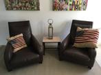 twee bruin lederen fauteuils  -  samen voor 30.- Euro, Ophalen, 75 tot 100 cm, Zo goed als nieuw, Leer