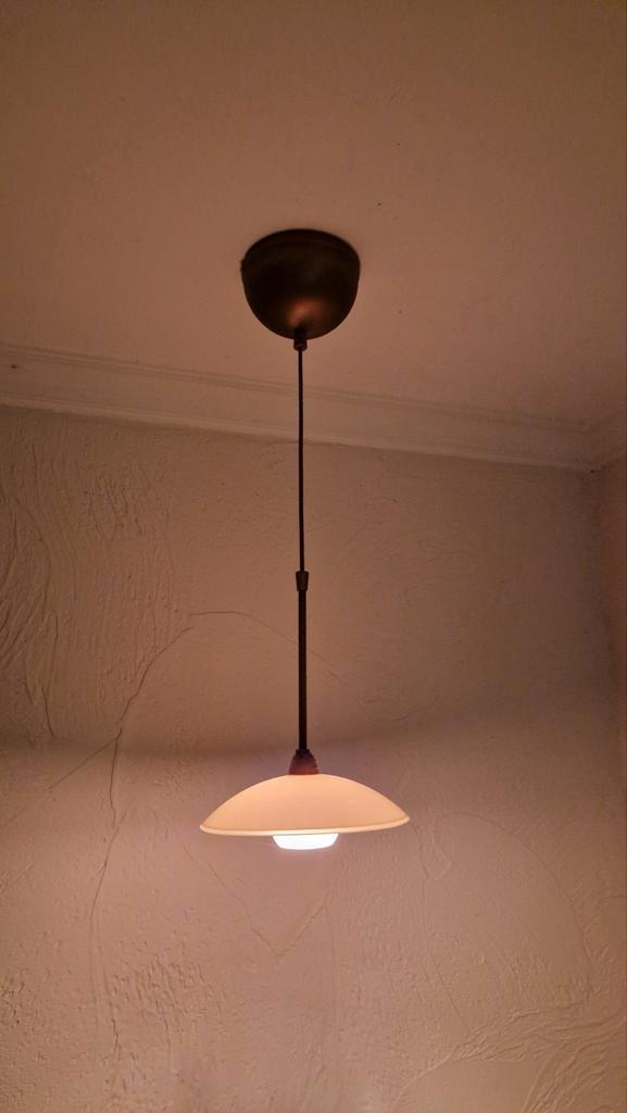 Hanglampen Steinhauer met glazen kap, Huis en Inrichting, Lampen | Hanglampen, Zo goed als nieuw, 75 cm of meer, Glas, Metaal