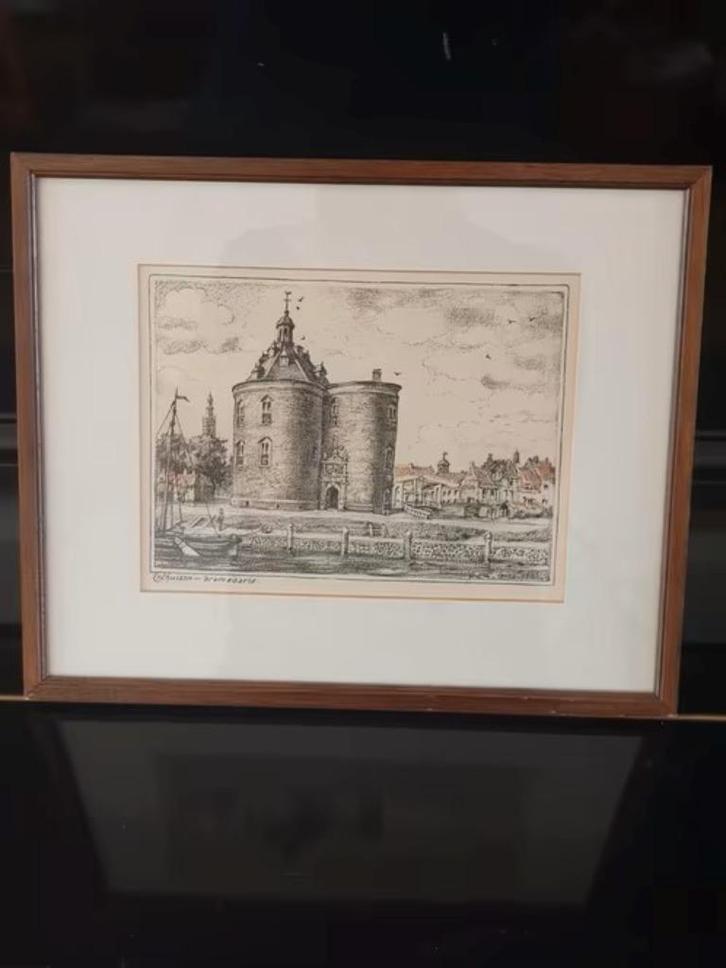 Litho drommedaris Enkhuizen Paul van Alff, Antiek en Kunst, Kunst | Litho's en Zeefdrukken, Ophalen