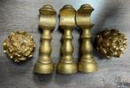 Goudkleurige houten gordijnroedes, met houten ringen, 150 tot 200 cm, Gebruikt, Ophalen, Overige kleuren