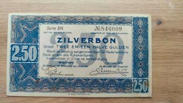 Zilverbon 2½ Gulden 1938 beschikbaar voor biedingen