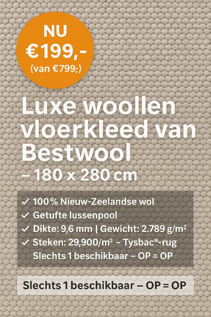 Bestwool Lace wollen vloerkleed – 180x280 cm – NU €199,-!, Huis en Inrichting, Stoffering | Tapijten en Kleden, Nieuw, 150 tot 200 cm