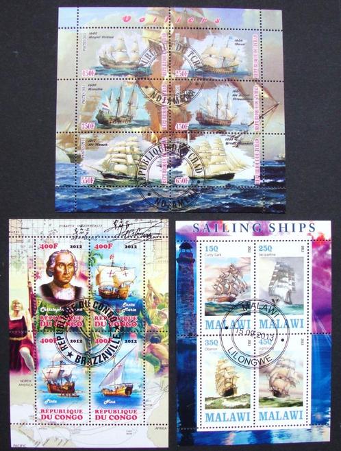 - 888 - 3 Blokjes met Zeilschepen. Incl. Columbus., Postzegels en Munten, Postzegels | Thematische zegels, Gestempeld, Overige thema's