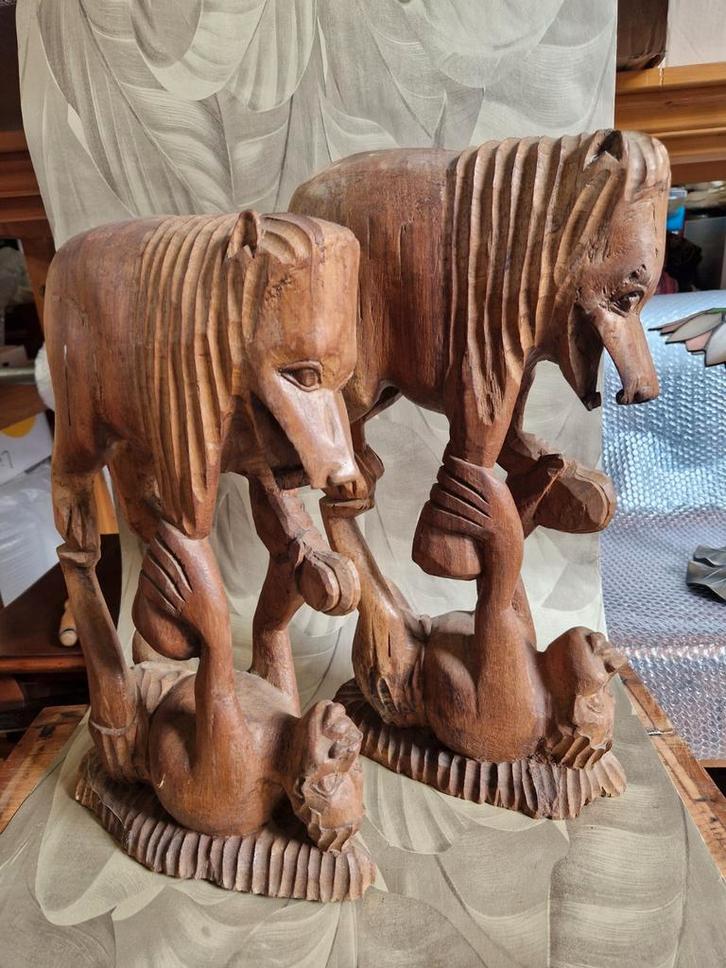 Groot mooi houtsnijwerk handgemaakt, Antiek en Kunst, Kunst | Beelden en Houtsnijwerken, Ophalen of Verzenden