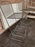 2 Postmoderne barkrukken van verchroomd metaal origineel 80s, Huis en Inrichting, Barkrukken, Ophalen, Met voetsteun, 60 tot 90 cm