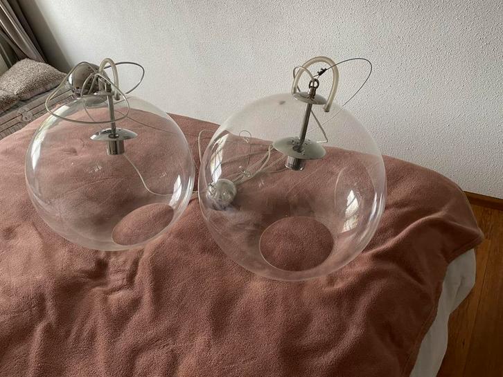 Modo Luce grote ronde kunsstof lampen 2 stuks, Huis en Inrichting, Lampen | Hanglampen, Gebruikt, Minder dan 50 cm, Kunststof