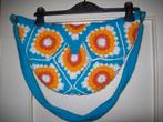 Boho Schoudertas gehaakt blauw/oranje/wit, Ophalen of Verzenden, Nieuw, Blauw, Overige merken