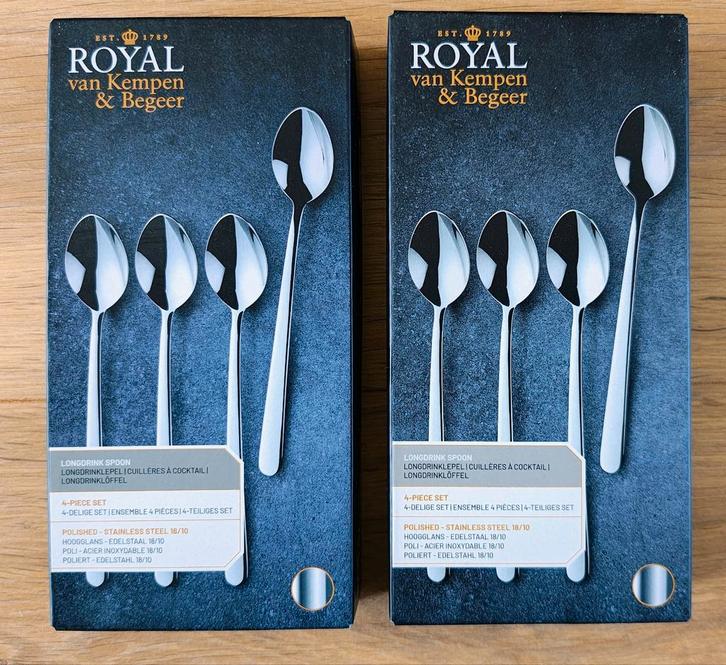 Royal van Kempen & Begeer Longdrink Lepels - Nieuw in Doos, Huis en Inrichting, Keuken | Bestek, Nieuw, Los bestek, Rvs of Chroom