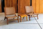Ayla Acacia leatherlook lounge set 3 delig, Bijzettafel, Hardhout, Nieuw, Loungeset