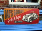 reclamebord Dad's Garage, service & repair, oldtimer, Nieuw, Reclamebord, Ophalen of Verzenden
