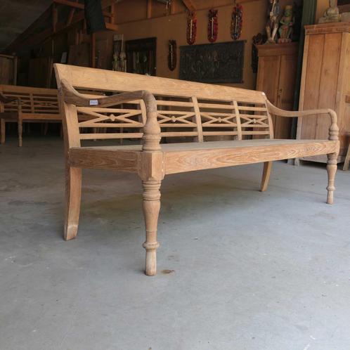 Landelijke teak bank RQ6 Stationsbank Bali tuin terras Ibiza, Antiek en Kunst, Antiek | Meubels | Stoelen en Banken, Ophalen of Verzenden