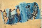 Reproductie Auguste Rodin ‘Cambodjaanse dansers’, Ophalen, Gebruikt, Schilderij, 75 cm of meer