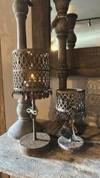 Kandelaar sober stoer brocante met muntjes, Ophalen of Verzenden