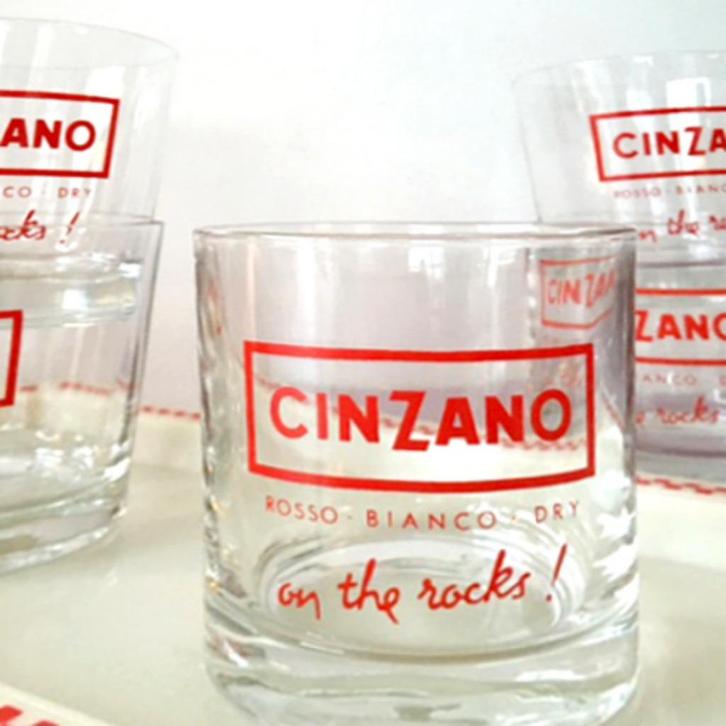 6 vintage CINZANO on the rocks glazen fifties sixties retro, Verzamelen, Glas en Borrelglaasjes, Gebruikt, Overige typen, Ophalen of Verzenden