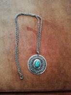 Vintage ketting met hanger, Sieraden, Tassen en Uiterlijk, Kettingen, Gebruikt, Ophalen of Verzenden, Zilver, Overige materialen