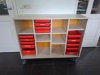 Vintage schoolkast met opbergbakken, Ophalen, Gebruikt, 100 tot 150 cm, Kunststof