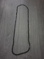 Ketting zwarte platte kralen ~ TH0604, Ophalen of Verzenden, Gebruikt, Zwart, Overige materialen