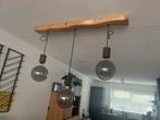 Unieke Zelfgemaakte Houten Lamp, Huis en Inrichting, Lampen | Hanglampen, Ophalen, Zo goed als nieuw, Hout, Minder dan 50 cm