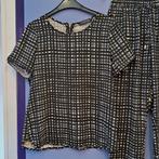 Costes set: casual broek + shirt. zwart/wit geruit S 42887, Kostuum of Pak, Costes, ., Zwart